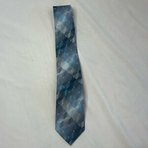 Vintage Pierre Cardin Necktie Tie Classic Size Blue/Silver/Black Geometric Sill